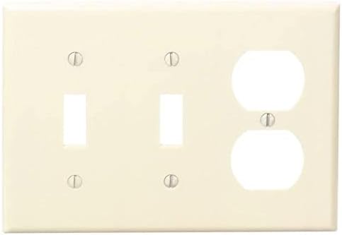 Leviton 3-Gang 2-Toggle 1-Duplex Device Combination Wallplate, Standard Size, Thermoset, Device Mount, 86021, Ivory image 5