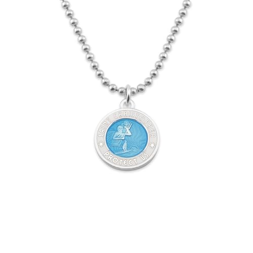 Get Back Necklaces St. Christopher Surf Necklace | Medium, 3/4” Silver Plated Medallion, 24” Aluminum Ball Chain