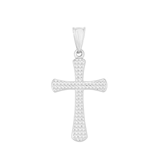 Collar con colgante de cruz religiosa de fe de corte brillante de oro de 14 quilates para mujer, Metal
