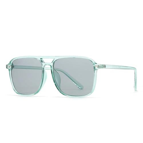 Lunettes de soleil rétro UV400 avec rivets stylés pour homme en jaune et vert