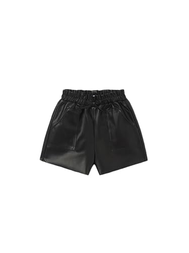 Short en simili cuir fille noir avec taille élastique chic et moderne