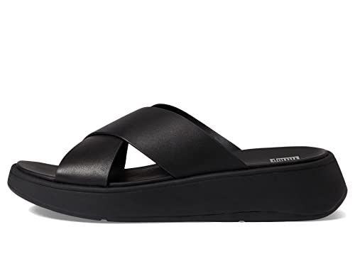 Image of FitFlop Women's F-Mode Leather Flatform Cross Slide Sandal