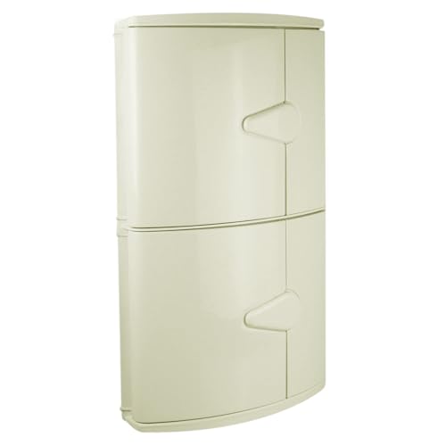 Image of BRANCO Plastic Double Door Corner Cabinet for Bathroom Wall | Wall Mounted Storage Rack | Bathroom Corner Cabinet | Multipurpose for Home Kitchen & Office Use | (59X35X28cm) Ivory