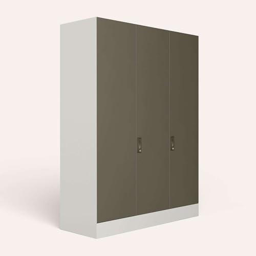 Image of Interio by Godrej Almirah Slimline XL 3 Door Steel Almirah, Cupboard for Clothes (Textured Tree Bark and Alpine White), 1 Year Warranty, Locker, 8 Shelves