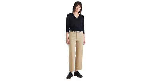 Kadın High Waist Weekend Chino Straight Fit Pantolon, Bej, 28W