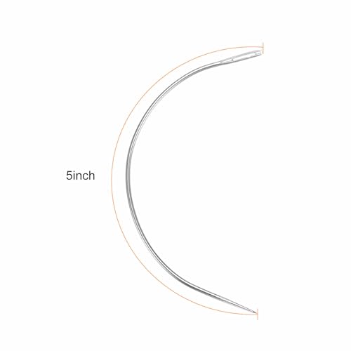 Image of HARFINGTON 50Pcs Curved Needles 5 inch C Type Weaving Sewing Needles Wig Making Upholstery Big Eye for Carpet Leather Canvas Repairing Blocking Knitting