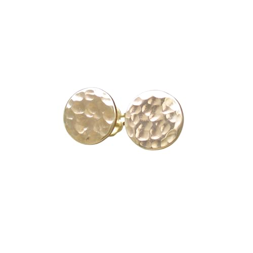 Yellow Gold Hammered Disc Stud Earrings