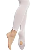 Dancina Transition Dance Tights Big Girls Tweens Ballet Dance Gymnastics Practice L (10-14) White
