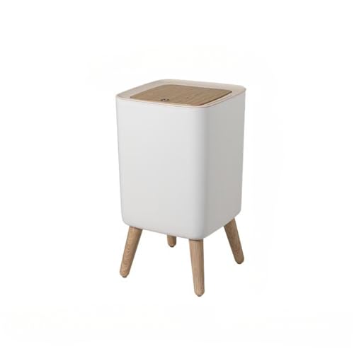 Uevmo ゴミ箱 ふた付き 木目調 消臭シール 音がしない おしゃれ 多機能 プッシュ式 寝室 卓上 創作 収納 バケツ (四角)