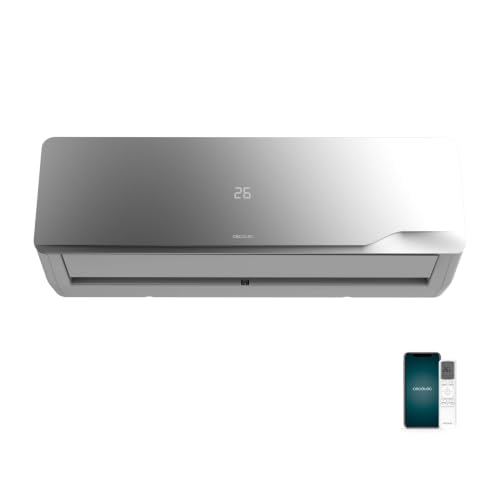Cecotec Climatiseur Split AirClima 12000 Wind Connected Inverter, 12000 BTU, pompe à chaleur, 5 modes, classe A++, déshumidificateur 21,6 l/jour, écran LED, minuterie 24h, filtre lavable