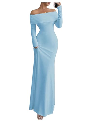 Image of SOLY HUX Women's Long Sleeve Off The Shoulder Bodycon Dress Elegant Maxi Dress Cocktail Prom Dresses
