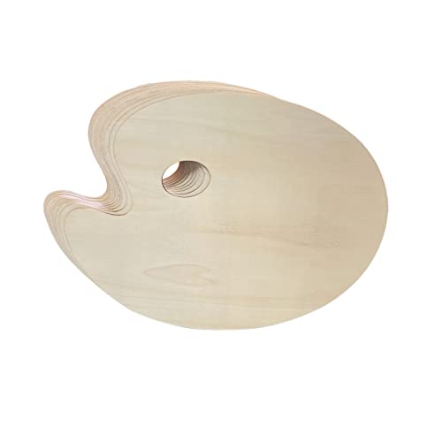 12 Pack Unfinished Wood Palette 12 x 9 inch Wooden Oval Painting Palette for Crafts - Thumbnail 2