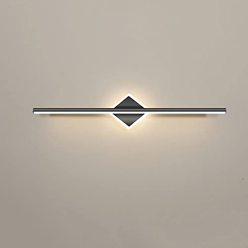 Lámpara de espejo de baño LED lineal en metal negro aplique de pared moderno para tocador
