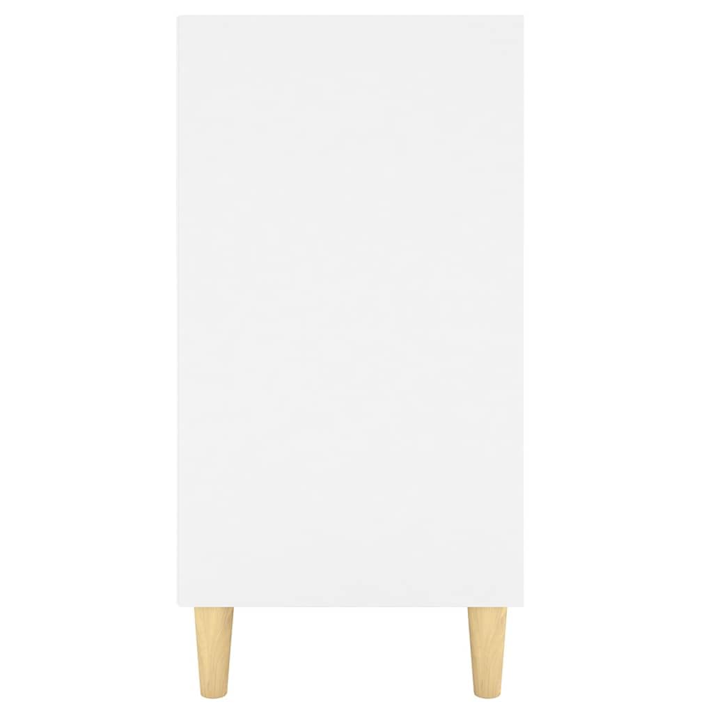 Credenza in legno bianco con 6 ripiani e gambe in legno di eucalipto massiccio, 103,5 x 35 x 70 cm, versatile armadio portaoggetti per corridoio, ufficio, cantina e casa