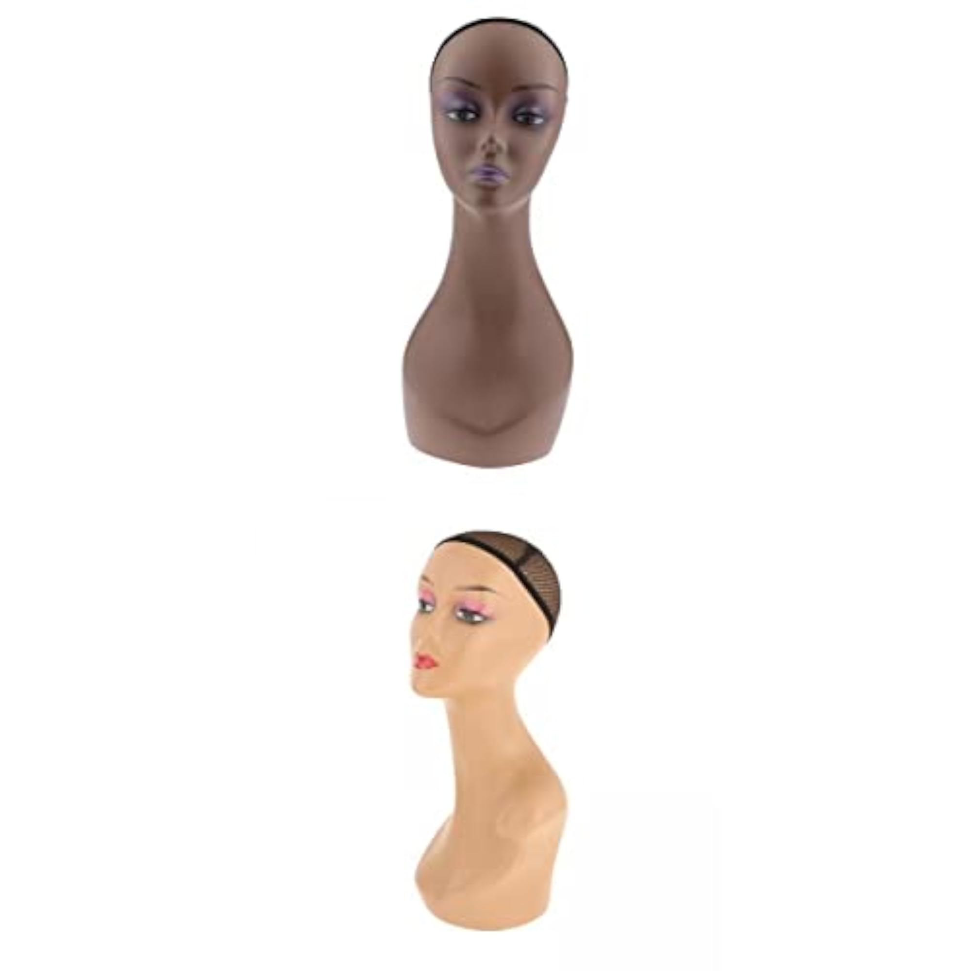 Pack of 2 Female Mannequin Head with Full Makeup for Display