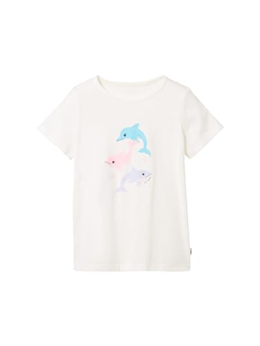 TOM TAILOR Mädchen Kinder T-Shirt mit Print , Whisper White, 92/98