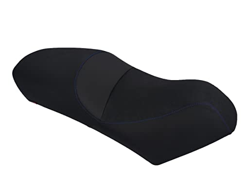 Housse de selle Peugeot Geopolis 125 250 300 400 noire couture bleue