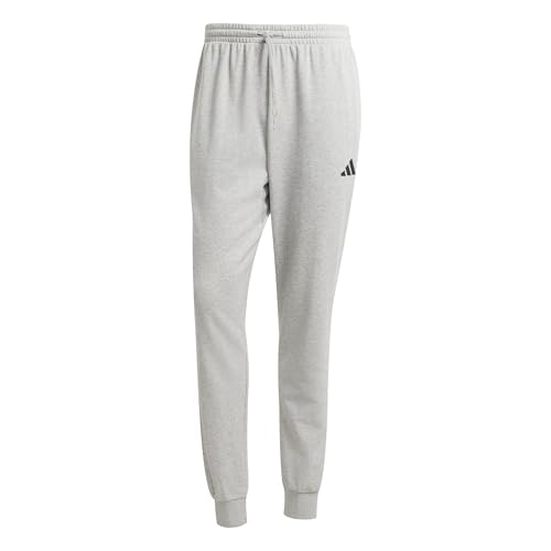 adidas Hombre Essentials FEELCOZY French Terry Pant, Medium Grey Heather/Black, M