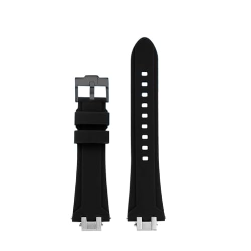 NINOMA Special Silicone Watch Strap Compatible With Maurice Lacroix AIKON AI6008/6007/6038/6058/1018/1008 Watch Band Men's Bracelet Waterproof Soft(1Black-Black A,For AI6008)