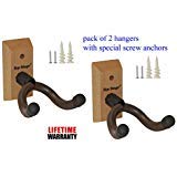 Top Stage 2-PACK Hardwood Home & Studio Guitar Hanger Wall Stand, JX18-NAT-Q2