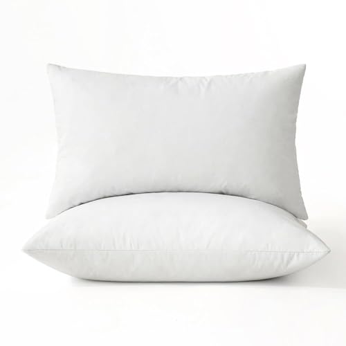 Image of MIULEE 14x22 Pillow Inserts, Set of 2 Feather Down Throw Pillows | Choppable and No Smell, Double-Layer Down-Proof Cotton Cover, Decorative Pillows for Couch Sofa and Bed