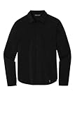 OGIO Unisex Commuter Woven Shirt | Long Sleeve Button Up Shirt for Men & Women, Business Casual Collared Top, Blacktop, X-Large