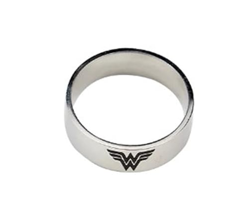 TCB Creations Wonder Superhero Woman W Logo Metal Silvertone Wedding Band Ring3