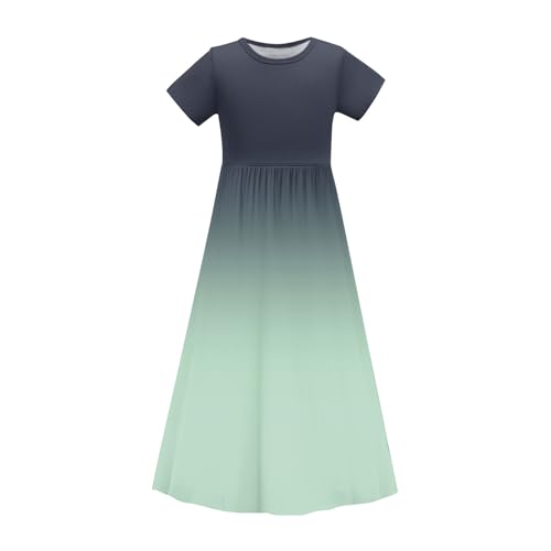 Beach Dresses for Kids Girls 2025 Vacation Gradient Swim Cover up Summer Dress Short Sleeve Boho Shirt Sundress4