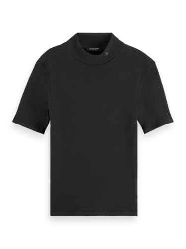 T-shirt Scotch & Soda rib mock neck femme haut côtelé à col montant chic