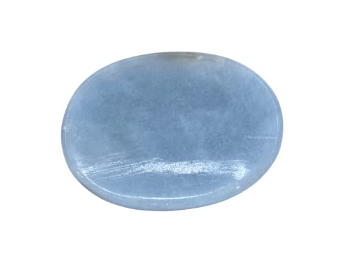 Image of Amazing Gemstone Angelite Worry Stone Crystals & Healing Stones - Worry Stones for Stress Relief Gifts - Piedra Crystal Fidget for Meditation, Relaxation - Unique Stocking Stuffers and Gifts