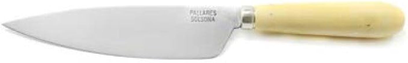 PALLARES SOLSONA Broad Blade Chef Knife 16 cm with round handle in Boxwood - CARBON STEEL