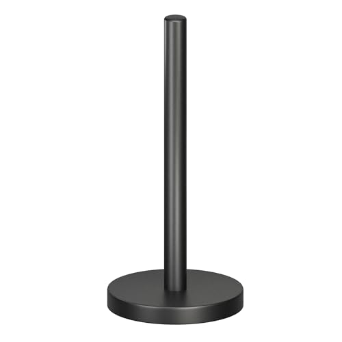 Minismus Cuisine Porte sopalin, Acier Inoxydable avec Base lestee et Patin antiderapant pour Une stabilite maximale, Porte essuie Tout sur Pied (Noir)