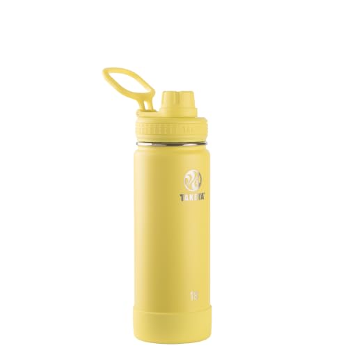 Image of Takeya Actives Insulated Stainless Steel Water Bottle with Spout Lid, 18 Ounce, Canary