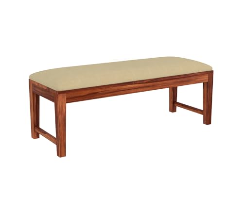 Image of WOODAMIYAWooden Seating Bench for Home & Office, Multipurpose Seating Bench for Daining Table /Indoor and Outdoor /Balcouny, Bench with Cushion, 54x14x17.5 Inch, Teak Finish