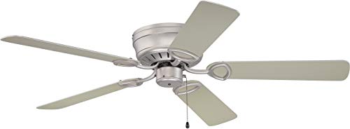 Craftmade K10197 Pro Universal 52 Hugger Ceiling Fan with Pull Chain, 5 ABS Blades, Brushed Satin Nickel