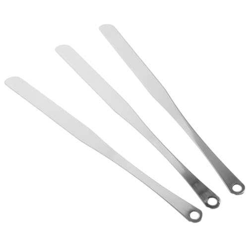 IWOWHERO Stainless Steel Makeup Spatula 3pcs Set Blending Tool for Foundation Eye Shadow Blush