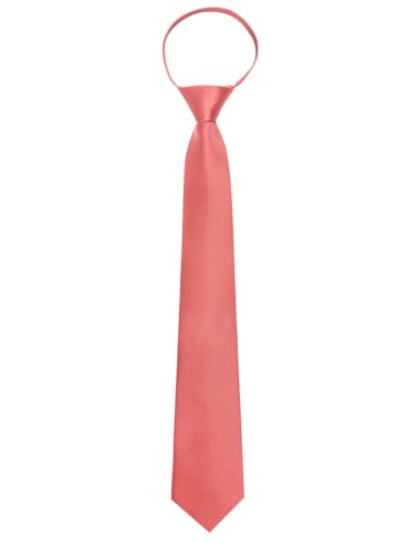 Image of YourTies Zipper Tie for Men Adjustable Pre-tied Satin Neckties and Pocket Square Set Solid Color Business Formal Wedding