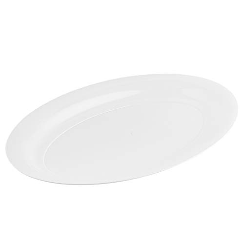 Plasticpro Plastic Oval Serving Trays - Serving Platters Oval 11 X 16 Disposable Party Dish White Pack of 4