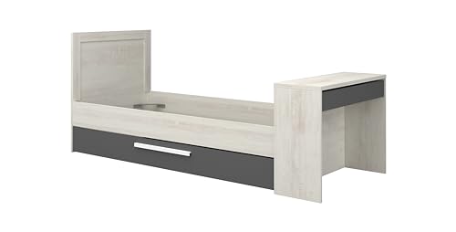 Mobelcenter Cama Nido Juvenil Shipley Reversible con Escritorio de 90x200 cm, Color Cascina y Sombra, Medidas: Ancho: 237,5 cm x Fondo: 98,7 cm x Alto: 100,5 cm (1640)
