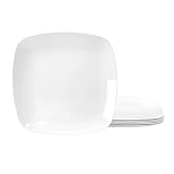 TP 10.5" Melamine Square Dinner Plates, 6-piece Plate Set Unbreakable Serving Dishes for Indoors and Outdoors, Unbreakable Dinner Service for 6 (White)