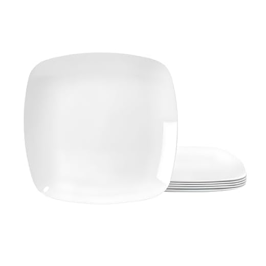 TP 10" Melamine Sqaure Dinner Plates, 6-piece Plate Set Unbreakable Serving Dishes for Indoors and Outdoors, Unbreakable Dinner Service for 6, White