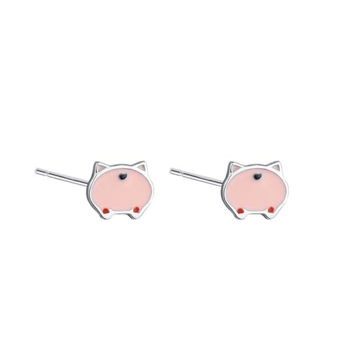 Cute Pig Butt Stud Earrings for Women Girls 925 Sterling Silver Hypoallergenic Pink Piglet Animal Back Design Cartilage Studs Earring Minimalist Dainty Birthday Christmas Thanksgiving Jewelry Gifts for Daughter Niece