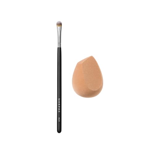 Morphe Perfect Complexion Duo - Mini Concealer Brush and Microfiber Beauty Sponge for Foundation - Professional-Quality Beauty Tools & Accessories (2 Count)