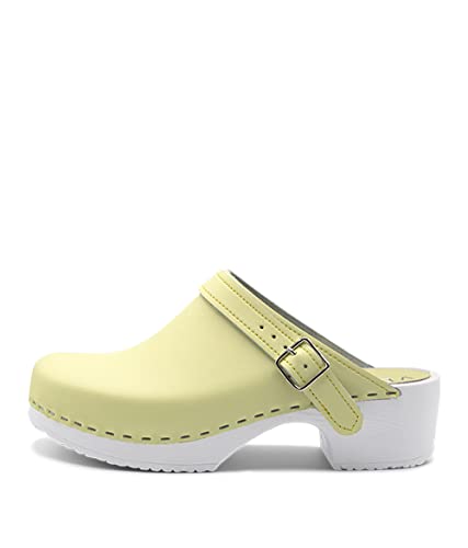 Women's Wooden Clogs from Sweden, US 5-5.5 - FLITIG [EU 36, Mellow Yellow]