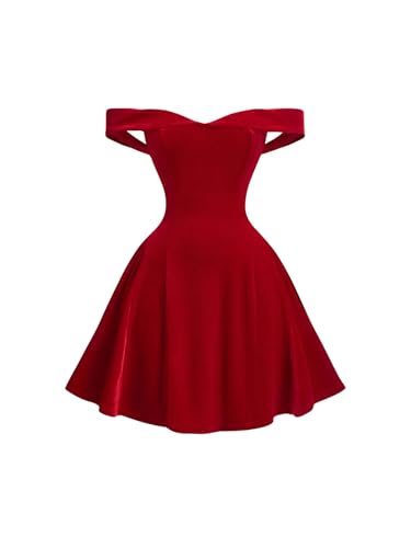 Image of SOLY HUX Women's Off Shoulder Sleeveless Flare Mini Dress Cocktail Wedding Dress