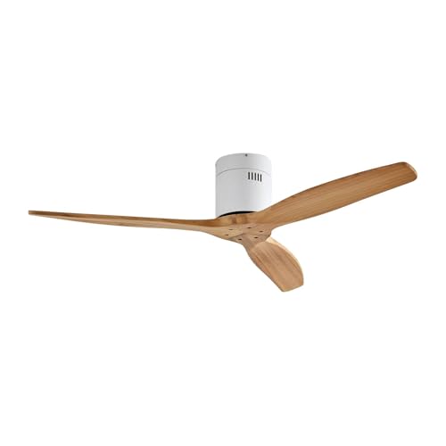 Lucande Deckenventilator leise ohne Licht mit Fernbedienung (Ø 132 cm), Ventilator Holz bis 15 m² Sommerbetrieb und Winterbetrieb Wohnzimmer
