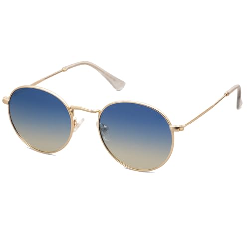 Image of SOJOS Small Round Polarized Sunglasses for Women Men Classic Vintage Shades | Lightweight Stainless Steel Frame UV400 Sun Protection Adjustable Nose Pads SJ1014