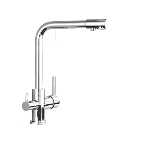 Chrome Kitchen Faucet with Double Handle 3-Way Filter Tap for