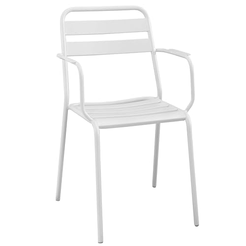 MilaniHome.it - Poltrona Impilabile In Ferro Bianco Per Esterno Giardino, Portico, Ristorante, Gelateria Bar Hotel Albergo