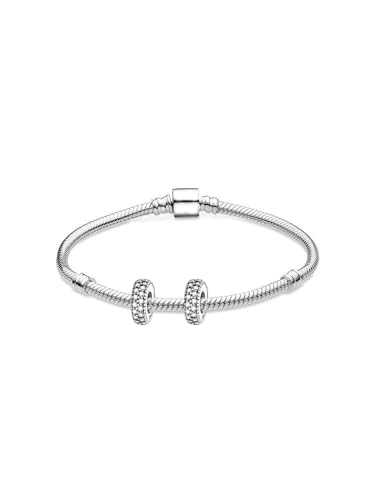Image of ARTCHARM Clasp Love Safety Chain Charm - Authentic 925 Sterling Silver Heart Beads - Fit European Style Bracelet